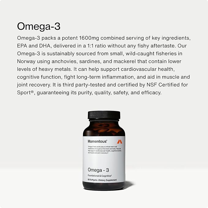 Momentous Omega-3 Fish Oil 1600mg &amp Magtein Magnesium L-Threonate 145mg - Daily Omega-3 Supplement for EPA &amp DHA &amp Magnesium Threonate Supplement for Cognitive Function Rest &amp Joint