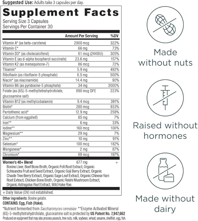 Ancient Nutrition Multivitamin for Women 40+ Multi Vitamin &amp Immune Support with Methylated Vitamin D C Magnesium Stress Sleep Support Bone Health 90 Ct