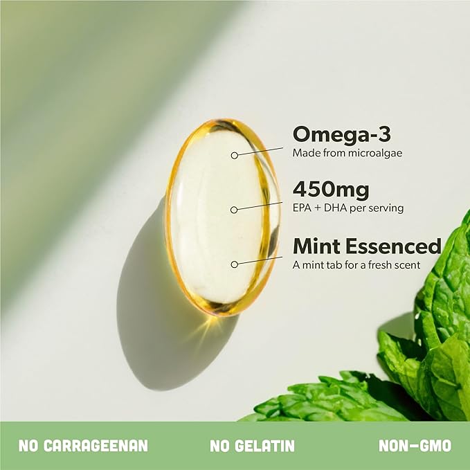 Vegan Omega 3 180 Softgels &amp Algae Calcium Bundle - Plant Based DHA &amp EPA Fatty Acids Calcium Supplement from Red Algae with Vitamin K2 &amp D3 Magnesium Zinc Boron Mineral Complex