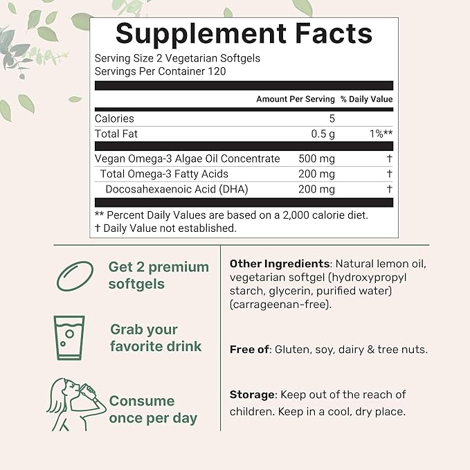 Micro Ingredients Kids Omega-3 Fish Oil 240 Veggie Softgels | Vegan Omega 3 with 200mg DHA | Lemon Flavored | Fish Oil Alternative from Algae Oil | No Fishy Smell or Aftertaste