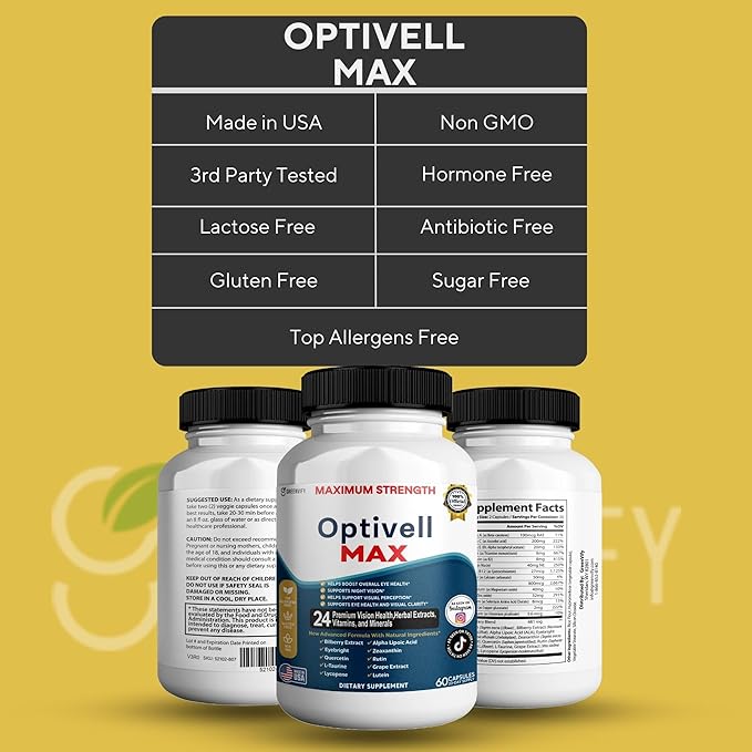 Optivell MAX Eye Health Supplement 24 Premium Vision Vitamins &amp Minerals 60 Capsules 30 Day Supply (1)