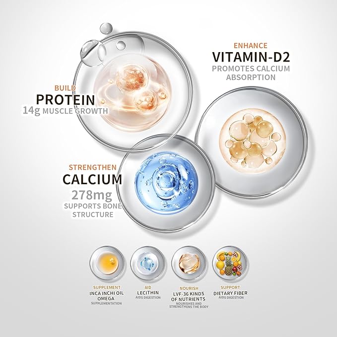 Energy Boost High Calcium Plant Based Protein | 14g Protein 278mg Calcium 36 Patented Nutrients | Supports Metabolism Daily Energy &amp Muscle Recovery and Growth-17.64oz