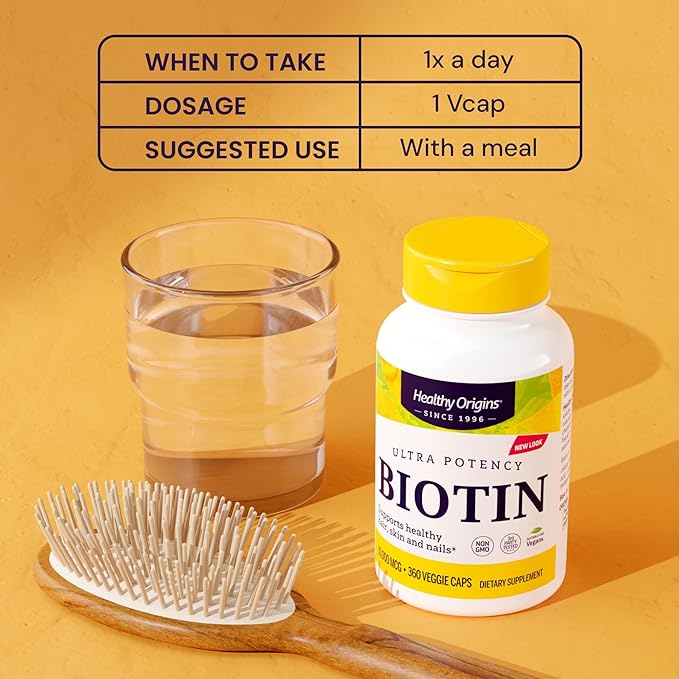 Healthy Origins Biotin 10000 mcg (USP Grade Non-GMO Gluten Free Hair Support Nail Support) 360 Veggie Caps