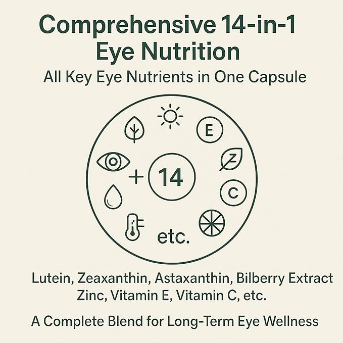 14 in 1 Advanced Eye Formula – Eye Vitamin and Mineral Supplement with Lutein Zeaxanthin Zinc &amp Bilberry Extract – Vision &amp Focus Support (1)