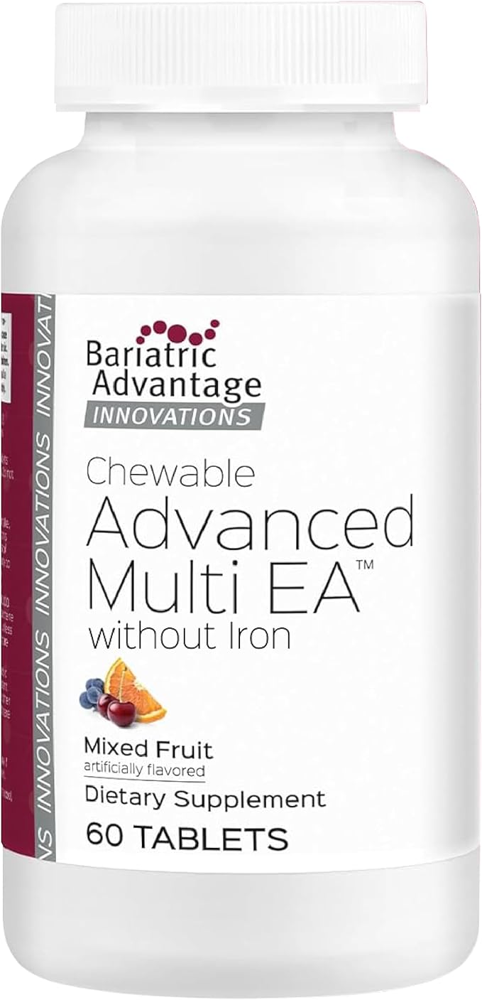 Bariatric Advantage Chewable Advanced Multi EA Without Iron - High Potency Daily Multivitamin - for Bariatric Surgery Patients Including Gastric Bypass &amp Sleeve Gastrectomy - Mixed Fruit - 60 Coun