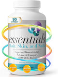 Organic Excellence Hair Skin and Nails Vitamins for Women &amp Men – Biotin Supplement 5000 mcg– Hyaluronic Acid - Supports Healthy Hair Growth Radiant Skin &amp Strong Nails 3 Month Supply (90 T