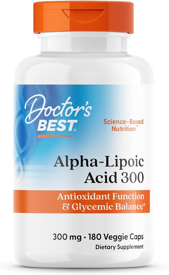 Doctors BEST Alpha-Lipoic Acid 300 Supports Antioxidant Function &amp Glycemic Balance Non-GMO Gluten Free Soy Free Vegan 180 Veggie Caps