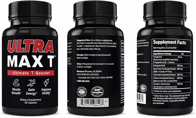 Andro400 Ultra Max T Maximum Strength T-Support Complex – 200:1 Tongkat Ali ForsLean &amp D-Aspartic Acid – Premium Formula for Lean Muscle &amp Metabolism – 2 Pack 120 Capsules 60 Day Supply