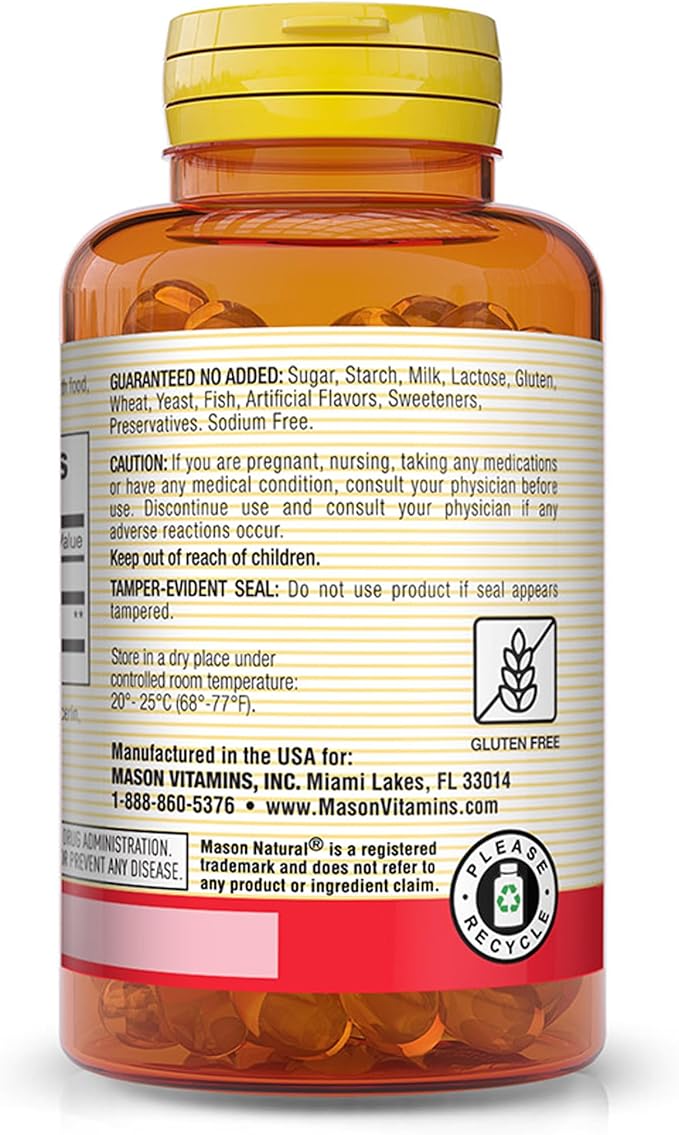 MASON NATURAL Coenzyme Q10 200 mg to Support Normal Cardiovascular Function in Men &amp Women 30-Day Supply 30 Softgels (Pack of 1)