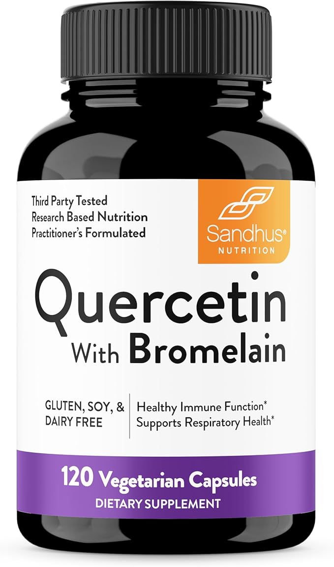Sandhu's Quercetin with Bromelain &amp Magnesium Glycinate Complex with Quercetin Capsules | Supports Immune Muscle Health &amp Quality Sleep