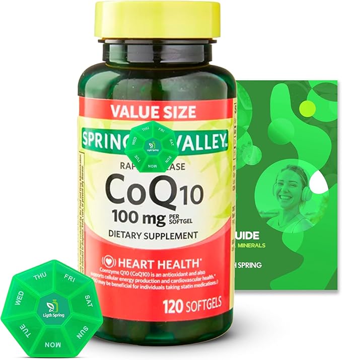 Rapid-Release CoQ10 100 mg 120 Softgels with Bundle Exclusive Vitamins &amp Minerals - A to Z - Better Ligth&ampSpring Guide + Weekly Pill Organizer (3 Items)