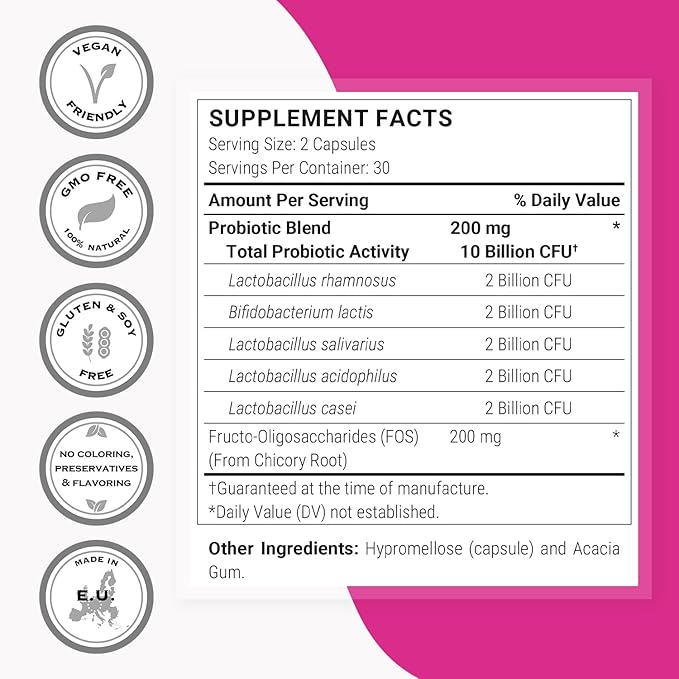 Supersmart - Vaginal Health - Prebiotic &amp Probiotic (with Lactobacillus Acidophilus) - Intimate Hygiene &amp Flora for Women | Non-GMO &amp Gluten Free - 60 DR Capsules