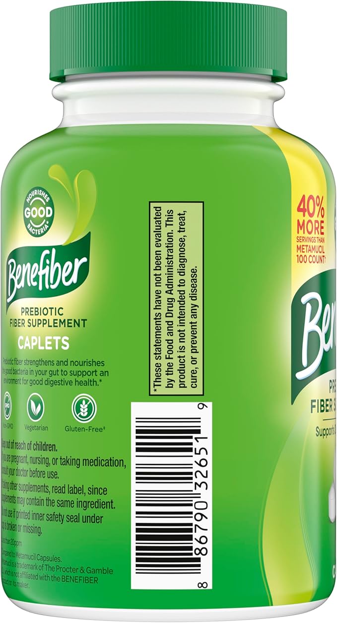 Benefiber Prebiotic Fiber Supplement Caplets84 Count (Pack of 2)