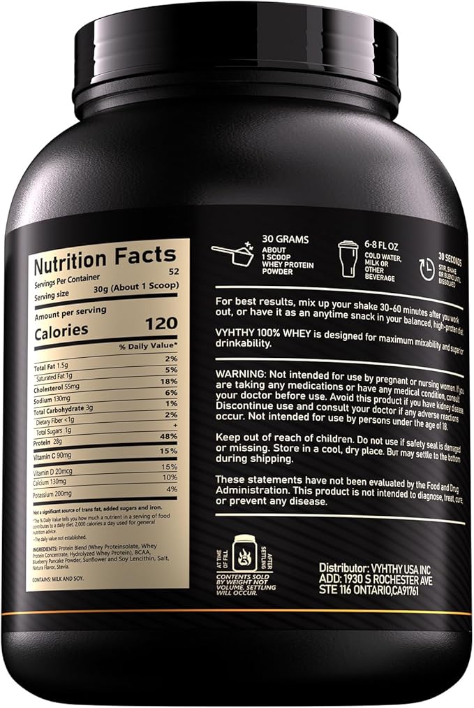 Blueberry Pancake Flavored Whey Protein Powder24g Protein per Serving Fast-Absorbing Concentrated whey Protein Low Sugar Gluten-Free Natural Flavor 3.5lbs(56oz)