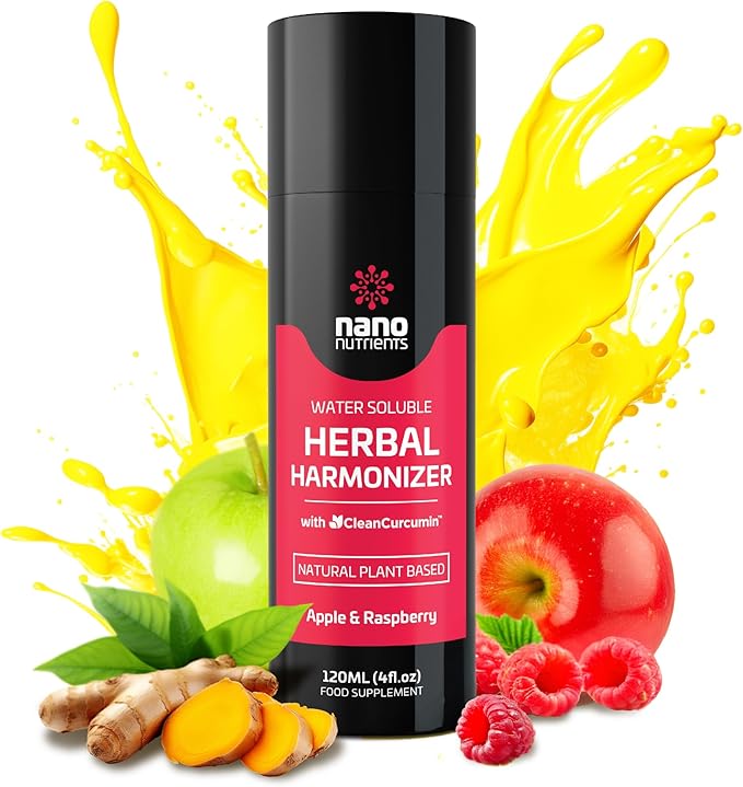 Herbal Harmonizer with CleanCurcumin(TM) - Multi Botanical Antioxidants Supplement - Water Soluble - Nano Curcumin - Holistic Wellness Defender - Healthy Drink Mix (4 fl.oz Apple and Raspberry)