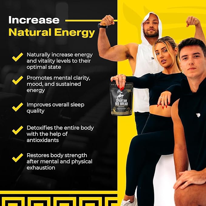 Spartan Bee Bread Chewables – Bee Bread Raw Organic Natural Multivitamin with Bee Pollen Propolis &amp Royal Jelly | Fermented for Energy Vitality Recovery &amp Immunity | Non-GMO Nothing Synthe