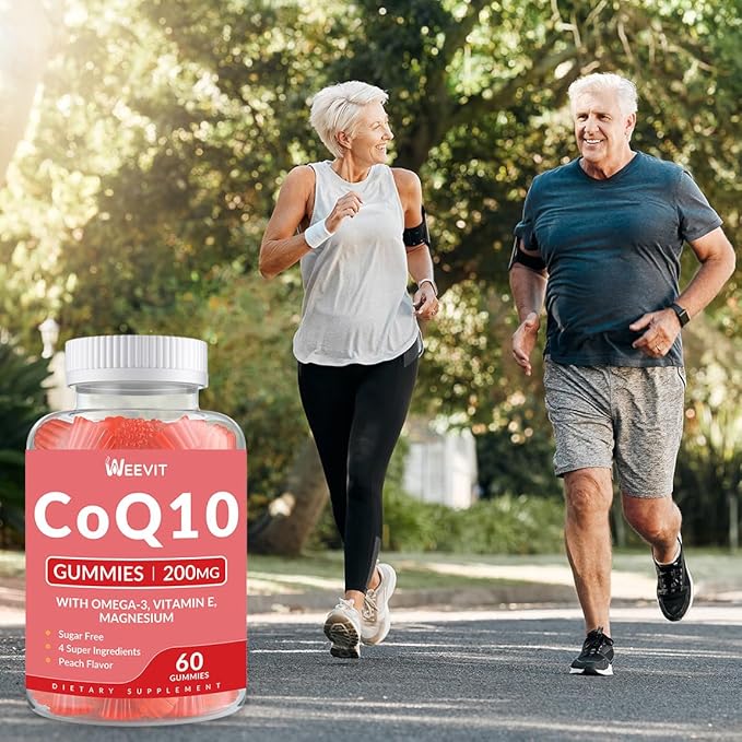 Sugar Free CoQ10 Gummies 200 MG Coenzyme Q10 (Ubiquinone) Gummies for Adults Co Q10 Supplement with Omega-3 Magnesium Energy Brain Support