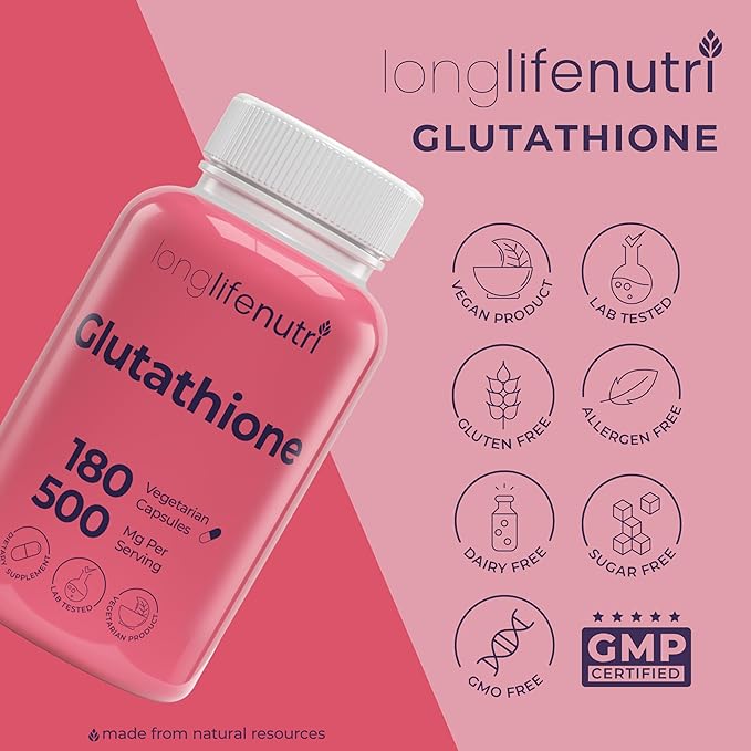 Reduced Glutathione 500mg – with White Milk Thistle and Alpha Lipoic Acid 180 Vegetarian Capsules Natural Antioxidant 3-Month Supply GMP Certified Made in USA