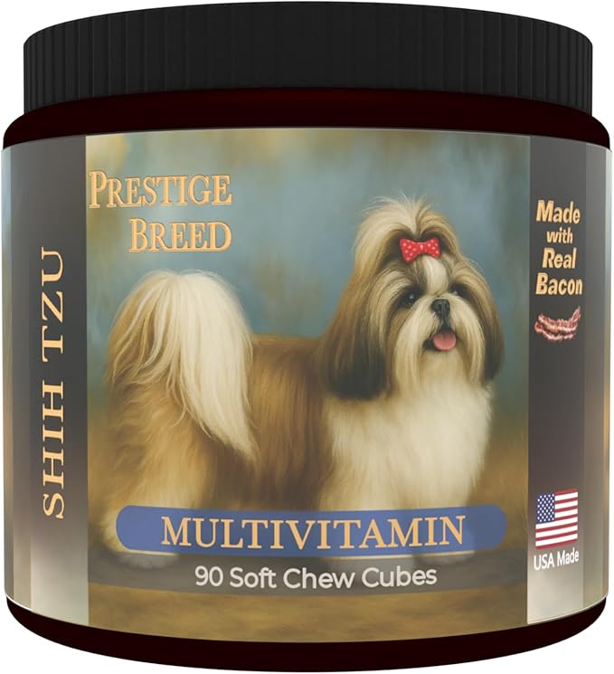 Multivitamins Balanced Nutrition for Your Shih Tzu 90 Count Made in The USA with Real Bacon