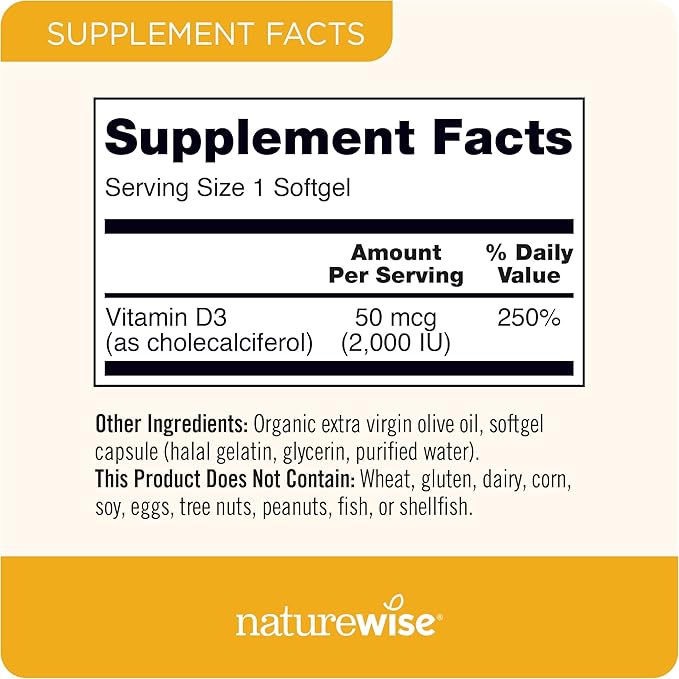 NatureWise Vitamin D3 5000IU (125 mcg) + Vitamin D3 2000IU (50 mcg) - 360 Count Each - Bundle for Healthy Muscle Function and Immune Support - Gluten Free Non-GMO Halal Gelatin - 1 Year Supply