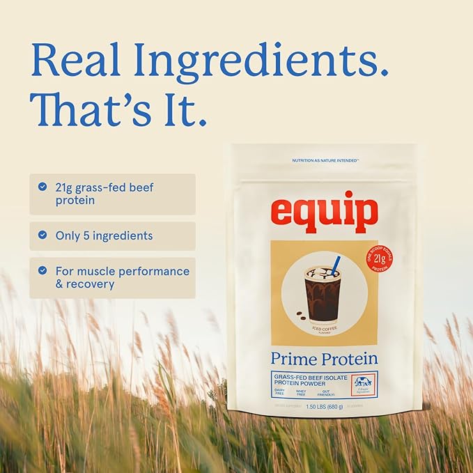 Equip Foods Prime Protein Powder | Clean Grass Fed Beef Protein Powder | Carnivore Protein Isolate | Paleo Keto Friendly Gluten &amp Dairy Free | Helps Build &amp Repair Tissue | 30 Servings Ice