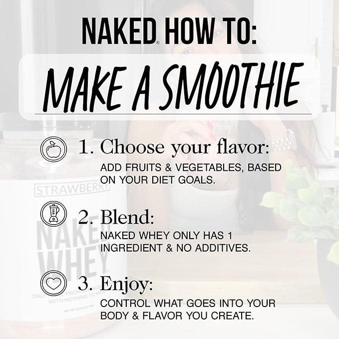 NAKED Whey 5LB 100% Grass Fed Unflavored Whey Protein Powder - Only 1 Ingredient NSF Certified Undenatured Gluten Free Soy Free Promote Muscle Growth and Recovery - 76 Servings