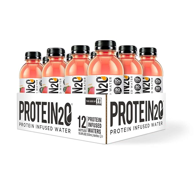 Protein2o Whey Protein Isolate Infused Water Bundle (12 Pack) - Wild Cherry and Peach Mango Flavors