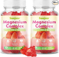 2 Pack Magnesium Complex Gummies – with 12 Forms of Magnesium (Citrate Glycinate Malate Oxide and More) Plus Vitamins B6 B12 and C. for Women and Men – Strawberry Flavor 120 Count