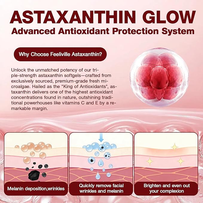 Astaxanthin 12mg 150 Softgels - 5 Month Supply Astaxanthin Supplements Sourced from Fresh Microalgae Non-GMO Gluten Free Easy to Swallow