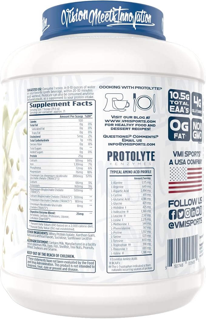 VMI Sports ProtoLyte Whey Isolate Protein Powder Vanilla Cake Batter 4.6 lbs
