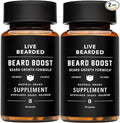 Live Bearded Beard Boost - Beard Growth Vitamins for Men with Biotin Collagen Silica Fo-Ti Root - Facial Hair Growth for Men Made in the USA | 60-Day Supply