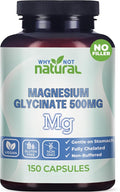 Why Not Natural Magnesium Glycinate 500 mg Capsules Supplement - Vegan No Filler - Supports Sleep and Relaxation
