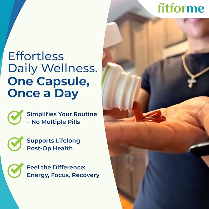 FitForMe Bariatric Multivitamin Tailored for Gastric Sleeve Surgery – One-a-Day Capsule 3-Month Supply 90 Count Easy-to-Swallow WLS Optimum Capsule Scientifically Formulated – for Men &amp Women