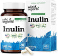 Wild &amp Organic Inulin Prebiotic Fiber Capsules 1400 mg - Digestive &amp Gut Support - Chicory Root Inulin Powder Supplement - Vegan No Fillers Non-GMO - 60 Count