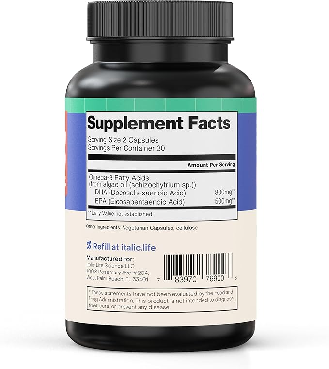 Mega DHA Omega-3 1300mg – 800mg DHA 500mg EPA – Brain Health Supplement for Memory Focus &amp Mental Clarity – High Potency Fish Oil – Non-GMO Third-Party Tested – 60 Capsules