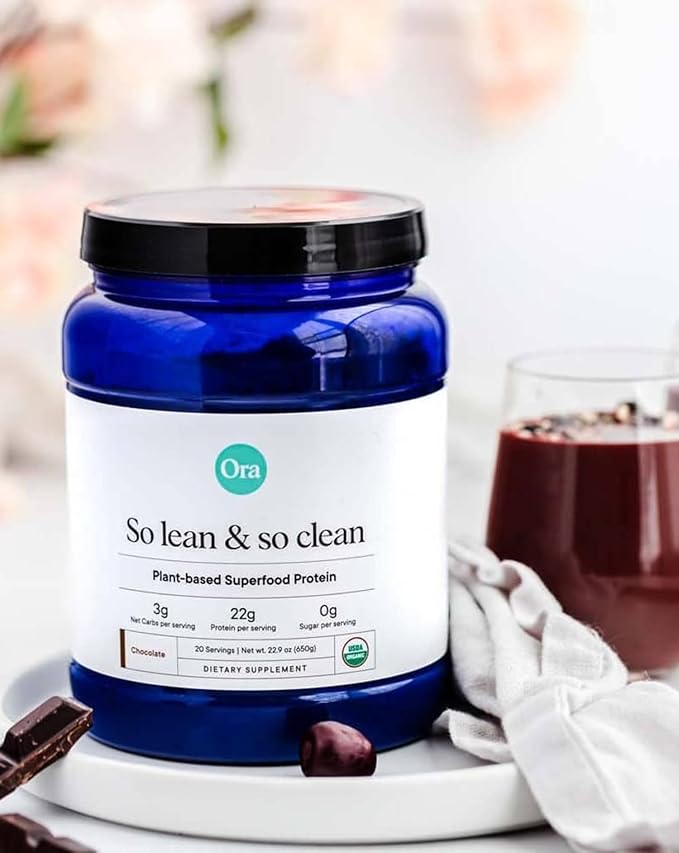 Ora Organic Vegan Protein Powder Vanilla Chai &amp Chocolate Bundle: 21g Plant Based Protein Powder Vanilla Chai Flavor 20 Servings + 22g Plant Based Protein Chocolate Flavor 20 Servings
