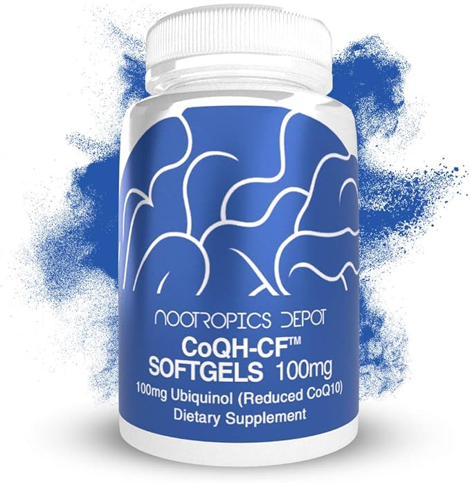 Nootropics Depot Ubiquinol CoQH-CF Softgels | 100mg Ubiquinol Supplement | 60 Count | Reduced CoQ10