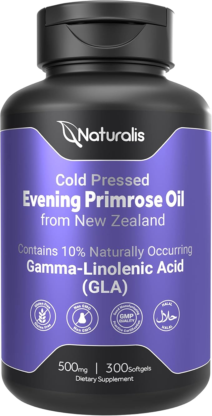 Naturalis Evening Primrose Oil (Cold Pressed) | 100% Natural from New Zealand | Non-GMO Soy &amp Gluten Free Zero Filler | 300 Mini-Softgels