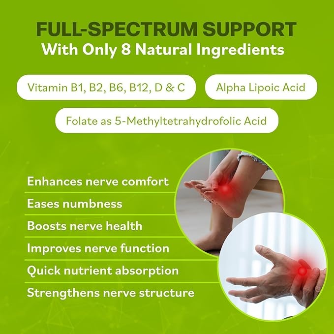 Nerve Support Formulawith B Vitamins &amp Alpha Lipoic Acid &amp Miracle Nerve Cream for Neuropathy - Maximum Strength Turmeric &amp Arnica Blend for Comprehensive Neuropathy Support (Combo Pack)