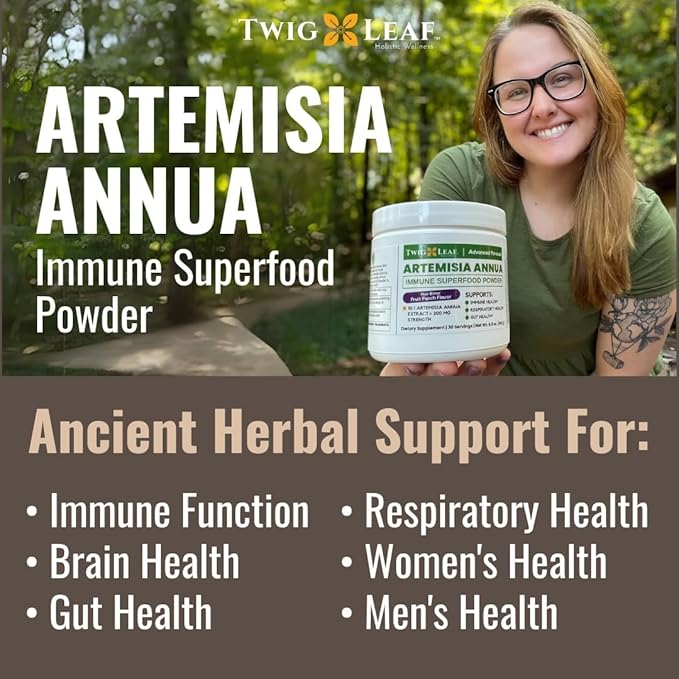 Artemisia Annua Sweet Wormwood Herbal Powder | Leaf Extract Brain Supports | Artemisinin Supplement | Sweet Wormwood Organic Extract | Non-GMO Vegan Gluten-Free | 30 Servings/8.5 Oz (240g)