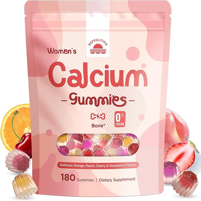 Calcium Gummies for Women – 1500mg Calcium Citrate with Vitamin D3 K2 Magnesium Zinc Boron &amp Soy Isoflavones – Calcium Supplement Vegan Zero Sugar Mixed Fruit Flavors 180 Count