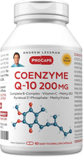 ANDREW LESSMAN Coenzyme Q-10 200 mg 60 Capsules - Essential for Energy Production and Optimum Key Organ Function Anti-Oxidant Support Depleted by Aging Plus B-Complex. Easy to Swallow Capsules