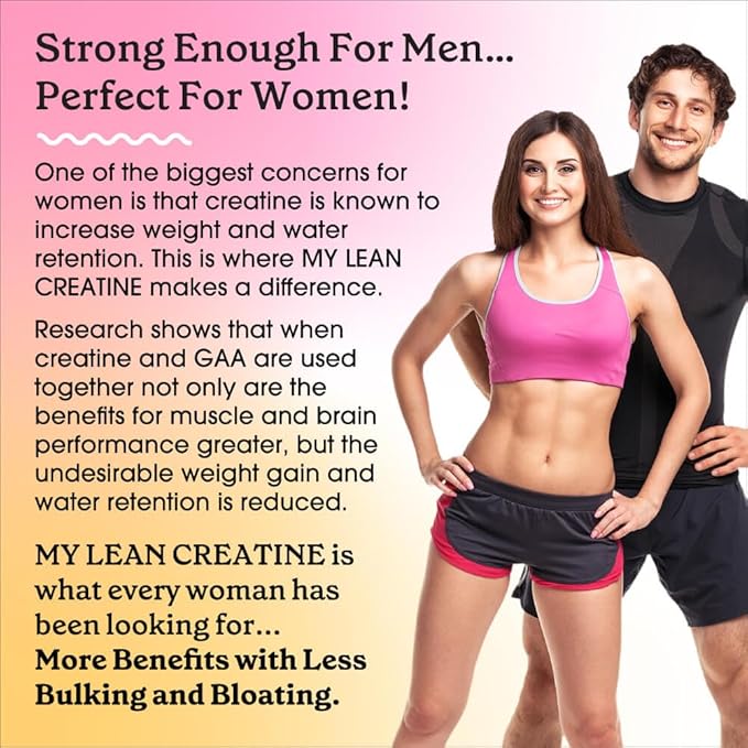 Fit &amp Lean Creatine for Women My Lean Creatine Chewable Tablets Creatine Monohydrate with GAA Muscle Performance Cognitive Function No Bloating Reduced Water Retention Watermelon 30 Servin