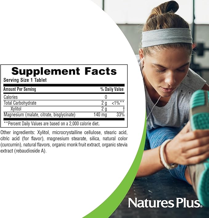 NaturesPlus KalmAssure Magnesium Chewable Orange - 60 Tablets - Promotes Relaxation &amp Mental Alertness - Non-GMO Sugar Free &amp Gluten Free - 60 Servings