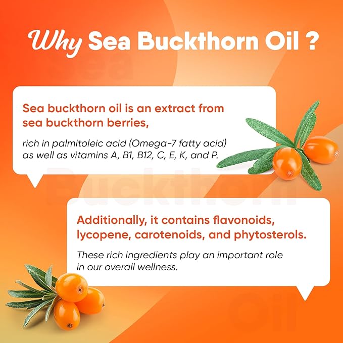Omega-7 Sea Buckthorn Oil - with Omega-3 EPA/DHA Fish Oil Cinnamomum Fenugreek ALA Green Tea Cayenne Pepper Turmeric Resveratrol Black Pepper - Gluten-Free 60 Softgels