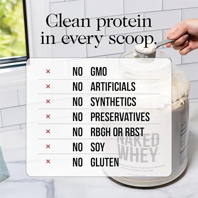NAKED Whey Chocolate Peanut Butter Protein Powder (52 Servings) + Collagen Peptides Protein Powder 20oz (60 Servings) – Grass-Fed Non-GMO Gluten Free