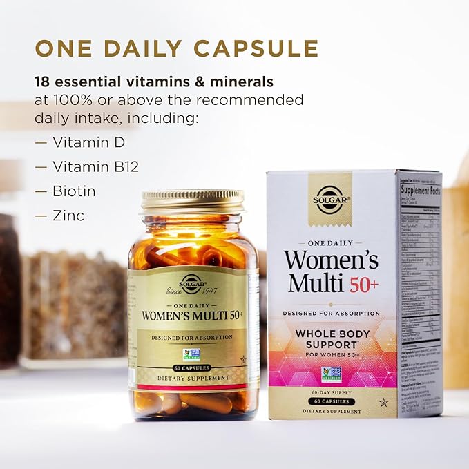 SOLGAR One a Day 50+ Plus Women &amp Mens Bundle: Daily Women's Multi 50+ Whole Body Support 60 Servings + Daily Men's Multi 50+ Whole Body Support 60 Servings