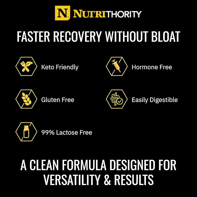 Nutrithority - Isothority Isolated Whey Protein Powder with Ultra-Absorbable Protein and BCAAs to Build Muscle and Accelerate Recovery Keto Friendly Low Carbs Gluten Free (Chocolate Peanut Butter)