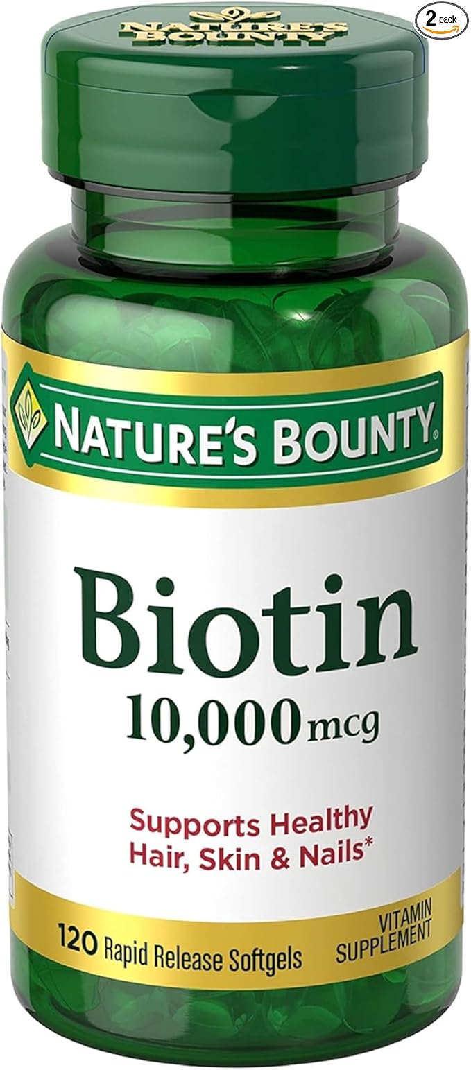 Nature's Bounty Biotin 10000 mcg Ultra Strength Rapid Release Liquid Softgels 120 ea (Pack of 2)