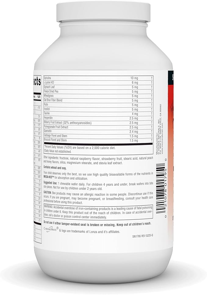 Source Naturals Mega-Kid Chewable Multi-Vitamin Serious Nutrition of Children for Children Ages 2-10 Natural Berry Flavors - 120 Wafers